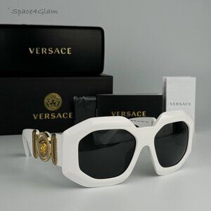 NEW Versace VE4424U 314/87 MEDUSA BIGGIE White Grey Square Oversized Sunglasses